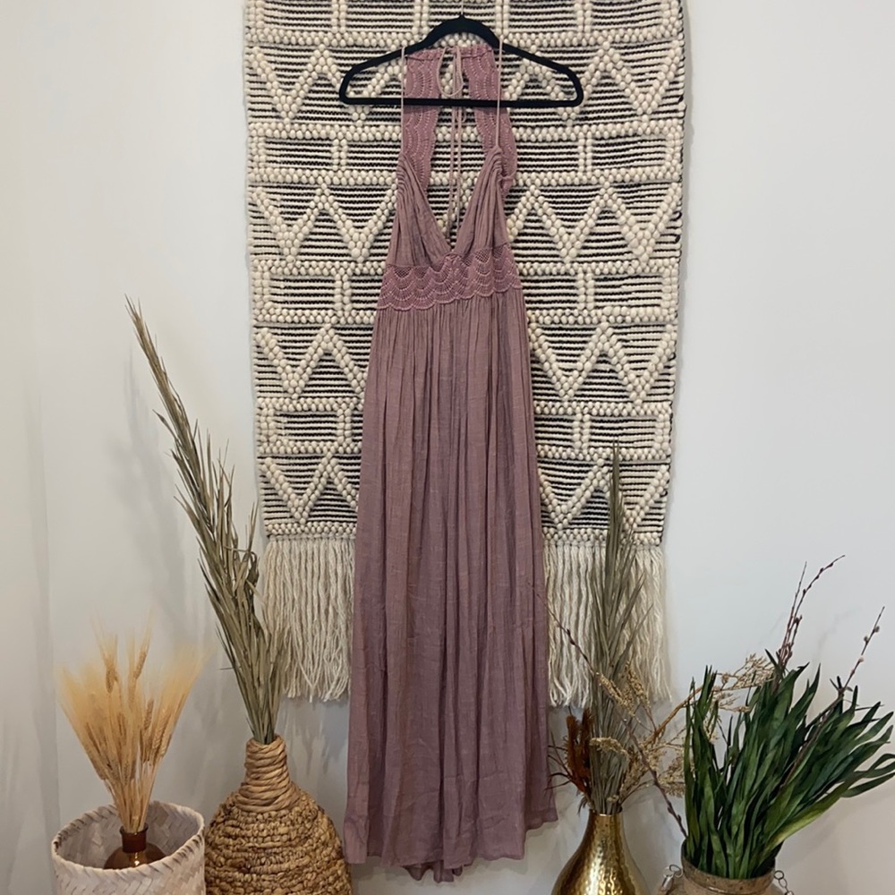 Dusty plum backless maxi